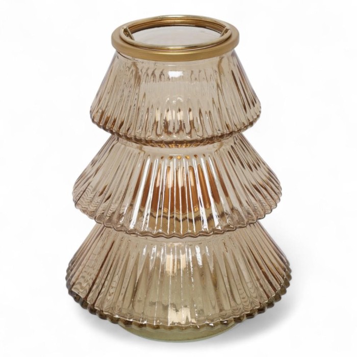 PORTACANDELA VETRO TELLINE MARRONE H.16